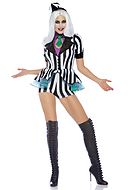 Female Beetlejuice, top and shorts costume, ruffles, vertical stripes